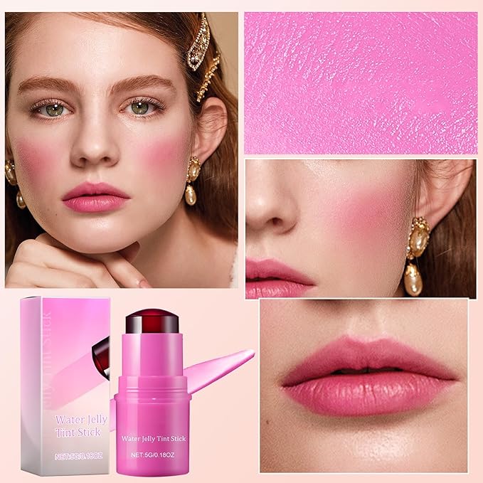Milk Jelly Blush Cooling Water Jelly Tint, Milk Jelly Tint Jelly Blush Stick, Milk Lip And Cheek Stick, Sheer Lip & Cheek Stain, Jelly Tint Makeup (Purple, Free Size)-VivaGrace Women