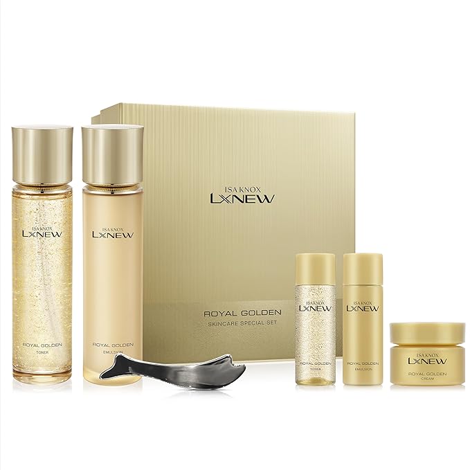 ISA KNOX LXNEW Royal Golden Skincare Gift Set (11.4fl oz) - Luxury Gift Set for Rejuvenation and Youthful Radiance. Korean Skincare by LG Beauty. Royal Peptides & Jelly, Niacinamide,-VivaGrace Women