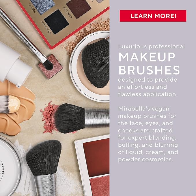 Mirabella Sculpting Contour & Foundation Brush, Premium Professional Makeup Brush Collection, Cruelty-Free Synthetic Bristle Brush, Hand-Sculpted Brushed Aluminum Handle Blending Brush for Makeup-VivaGrace Women