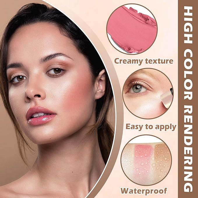 3PCS Cream Contour Stick Makeup Kit Face Highlighter Bronzer Blush Stick Long Lasting Illuminator Highlighters Makeup Stick for All Skin Tones(02 Champagne Gold+05 Rugosa Rose+06 Espresso)-VivaGrace Women