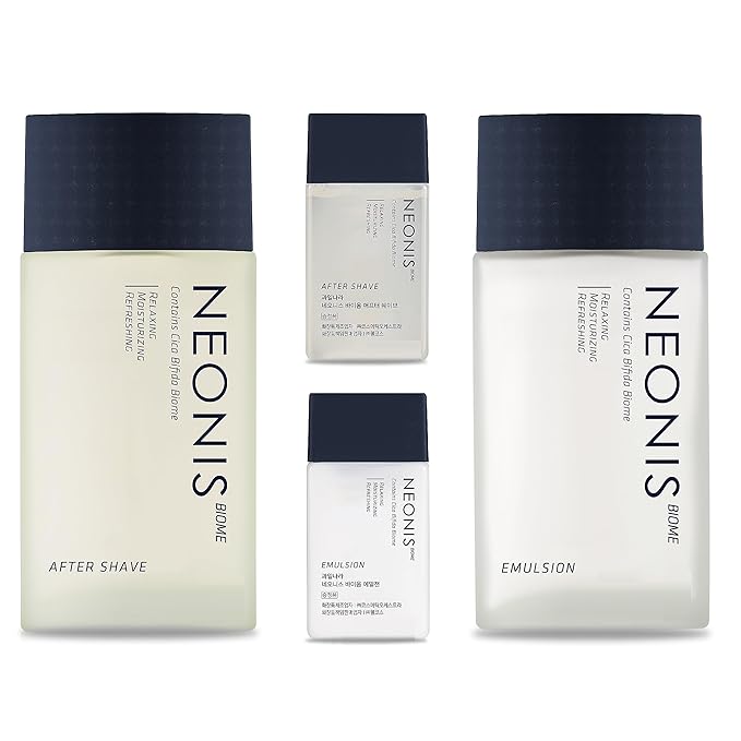 WELCOS Kwailnara NEONIS Aftershave 5.07 Fl oz & Emulsion 5.07 Fl oz with Convenient 1 Fl oz Travel Sizes Each | Gift Set | Korean Men's Skincare-VivaGrace Women
