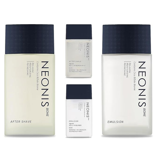 WELCOS Kwailnara NEONIS Aftershave 5.07 Fl oz & Emulsion 5.07 Fl oz with Convenient 1 Fl oz Travel Sizes Each | Gift Set | Korean Men's Skincare-VivaGrace Women