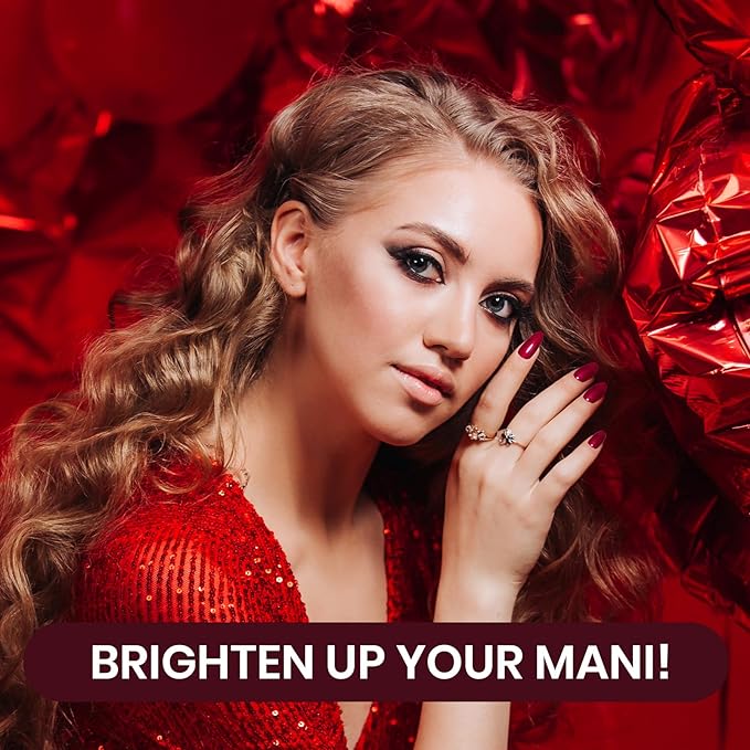 Beetles Red Gel Nail Polish Set with Top Coat, 6 Colors Popular Shimmer Red Burgundy Gel Polish Kit Nail Art Design Soak Off Uv LED Minicure DIY Home Gifts for Women-VivaGrace Women