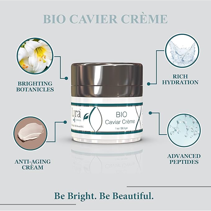 Lira Clinical BIO Caviar Crème - Daily Hydrating Facial Moisturizer with Advanced Peptide Complex and Vitamin C - Night Cream for Dry Skin - Travel Size Nourishing Cream for Skincare Routine - 1 oz-VivaGrace Women