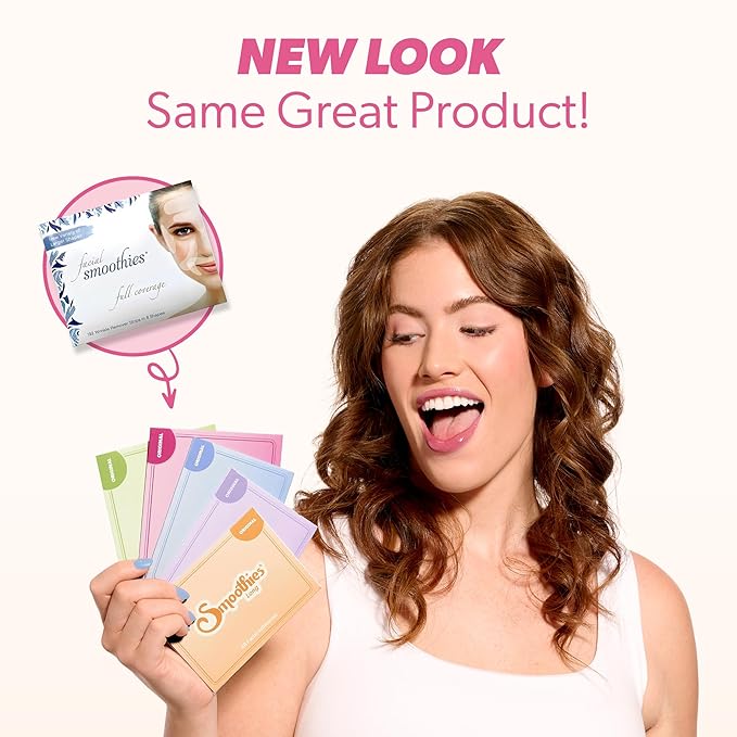 Smoothies Wide Wrinkle Patches for Face Overnight - Facial Patches for Elevens, Crows Feet and more, 144 Facial Adhesives per Box - Face Tape, Made in the USA-VivaGrace Women