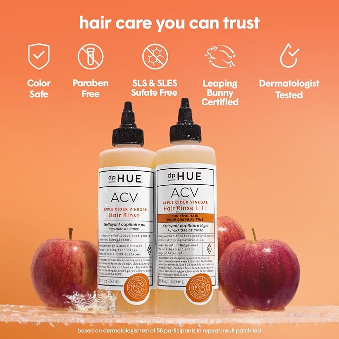 dpHUE Apple Cider Vinegar Hair Rinse Lite, 20 oz - Shampoo Alternative, Scalp Cleanser & Post Workout Rinse - Won’t Weigh Fine Hair Down - Removes Buildup & Sweat