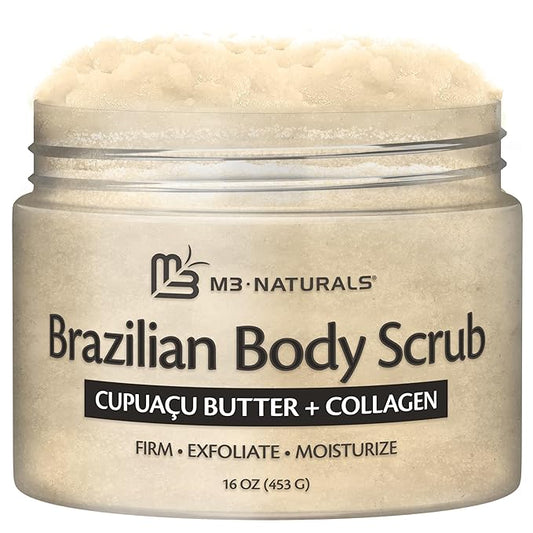Firming & Moisturizing Brazilian Body Scrub, Gentle Body Exfoliator with Cupuacu Butter, Jojoba Oil & Collagen, 16 oz (453 g) by M3 Naturals-VivaGrace Women