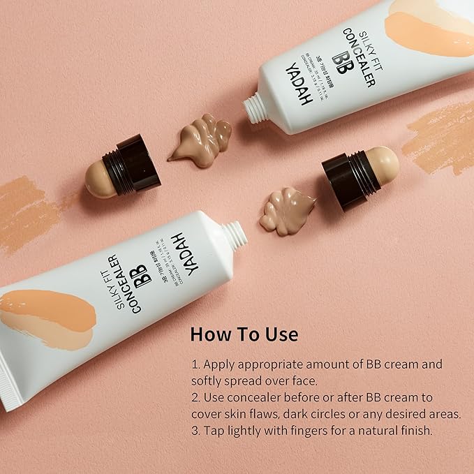 YADAH Silky Fit Concealer BB Cream (23 Natural Beige, 1.18fl oz) - 2-in-1 Korean Makeup for Flawless Skin, Tinted Moisturizer for Blemish Cover. Long-Lasting, All-Day Wear.-VivaGrace Women