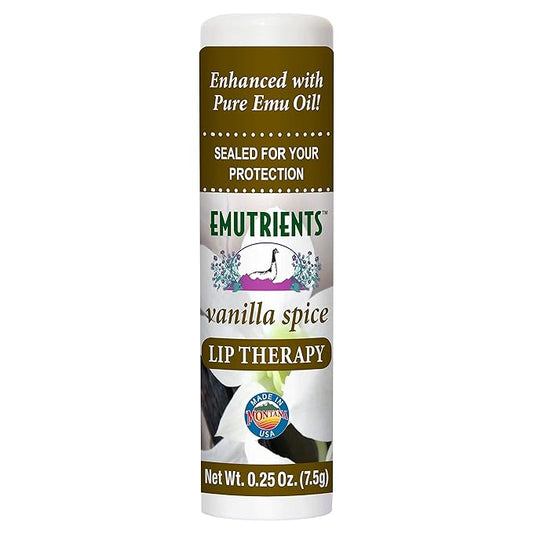 Montana Emu Ranch - Lip Therapy Lip Balm 0.25 Ounce - Vanilla Spice Flavor - Enhanced with Pure Emu Oil-VivaGrace Women