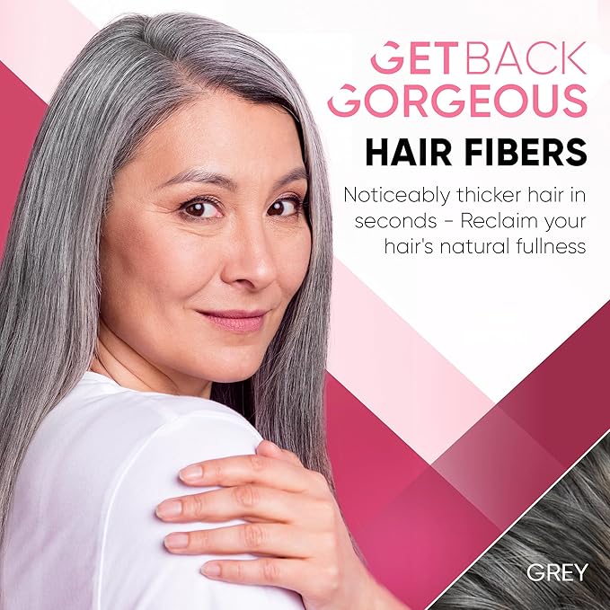 GBG Hair Fibers for Thinning Hair & Bald Spots (Grey) - 25g Bottle - Conceals Hair Loss - Instant Cover Up & Volume in 30 Seconds, Hair Powder for Women & Men - Cruelty Free-VivaGrace Women