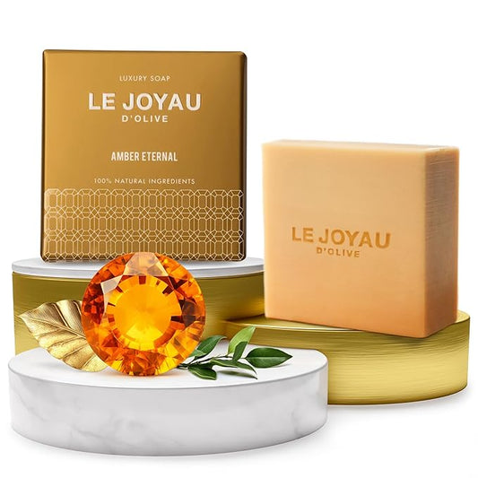LJO Naturally Made No Perfume Soap | Enriched with Essential Oils | Handmade with 4 All-Natural Ingredients | Amber Eternal | Great as a Gift | Designer Soap For Men & Women | Pack of 1