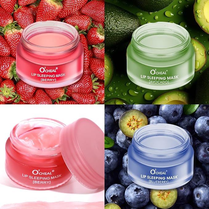 Lip Sleeping Mask Overnight Moisturizer Balm, Berry Lip Mask, Day and Night Repair Lip Balm for Improves Dryness Cracked, Moisturize and Nourish Lip Scrubs Exfoliate Reduce Lip Lines (Berry)-VivaGrace Women