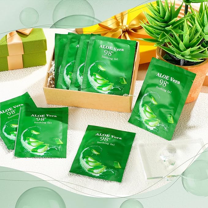 60 Pcs Aloe Vera Gel Bulk Travel Size Soothing Gel 98% Organic Aloe Vera Moisturizer for Skin and Hair Face Moisturizer for Sunburns Relief, Razor Burns, DIY Skincare-VivaGrace Women