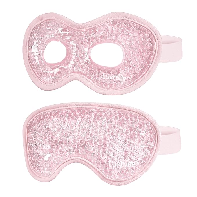Luxtude Gel Eye Mask 2PCS, Reusable Cooling Eye Masks for Sleeping, Hot Cold Eye Ice Pack Sleep Mask, Frozen Cold Eye Compress for Puffiness/Dark Circles/Headaches/Dry Eyes/Stress Relief (Pink)-VivaGrace Women
