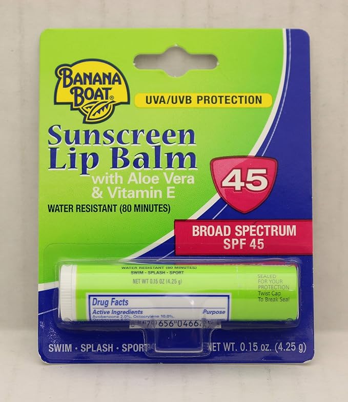 Banana Boat Spf#45 Lip Balm Sunscreen 0.15 Ounce (12 Pieces) Strip (4ml)-VivaGrace Women