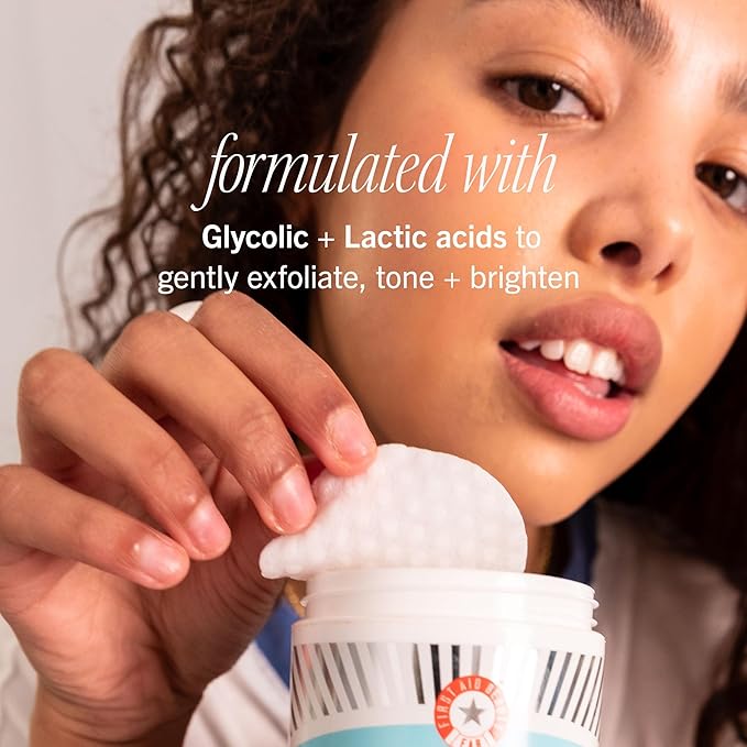 First Aid Beauty - Facial Radiance Pads with Gycloic & Lactic Acids – Daily Exfoliating Pads with AHA that Help Tone & Brighten Skin – Makeup Routine Prep - Compostable for Daily Use – 90 Count-VivaGrace Women