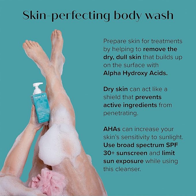 Medix 5.5 Exfoliating AHA Glycolic Acid Face & Body Scrub Cleanser + Hyaluronic Acid Moisturizing Body Cream Lotion Skin Care 2PC Set | Alpha Hydroxy Acid & Lactic Acid Foaming Body Wash & Face Wash-VivaGrace Women