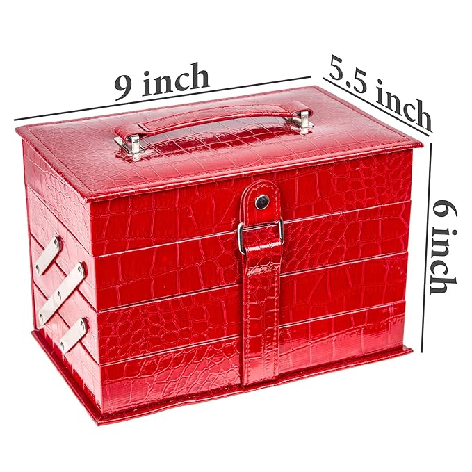 SHANY All In One Makeup Kit (Eyeshadow, Blushes, Face Powder, Lipstick, Eye liners, Makeup Pencils and Makeup Mirror - Makeup Set With Reusable Makeup Storage Box - Red-VivaGrace Women