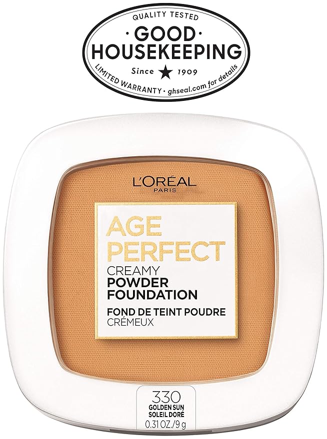L’Oréal Paris Age Perfect Creamy Powder Foundation Compact, 330 Golden Sun, 0.31 Ounce-VivaGrace Women