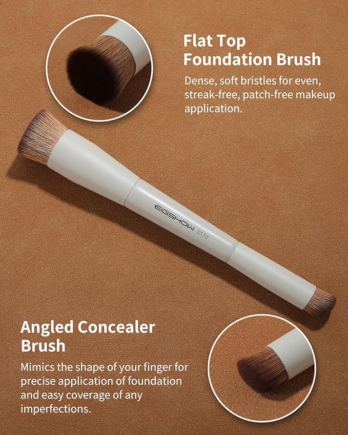 EIGSHOW Foundation and Concealer Brush, Dual Ended Makeup Brush For Flawless Foundation Coverage, Under Eye Concealer, Vegan & Cruelty-free (D110-Beige)-VivaGrace Women