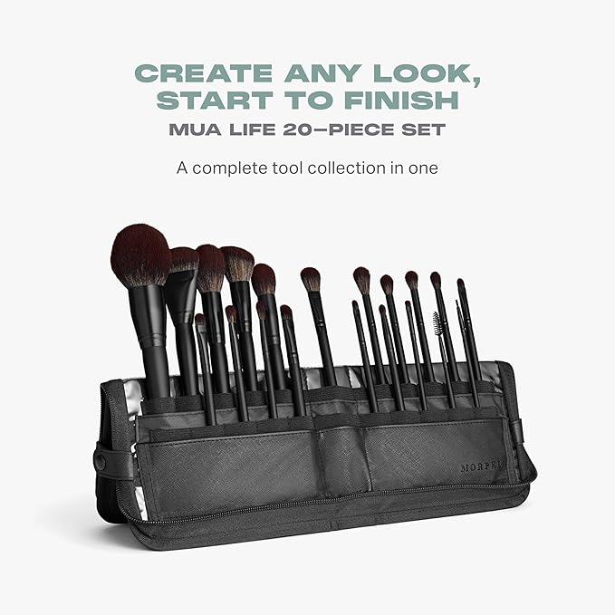 Morphe MUA Life Makeup Brushes - 20 Piece Makeup Brush Set of Eye and Face Brushes - Made with Synthetic Bristles and Includes Carrying Case (20 Count)-VivaGrace Women