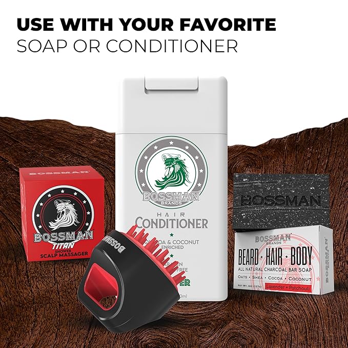 Bossman Titan Shower Scalp Massager – Ergonomic Silicone Scrubber for Product Build-Up, Dandruff & Pore Stimulation – Head & Beard Care Tool with Soft Bristles-VivaGrace Women