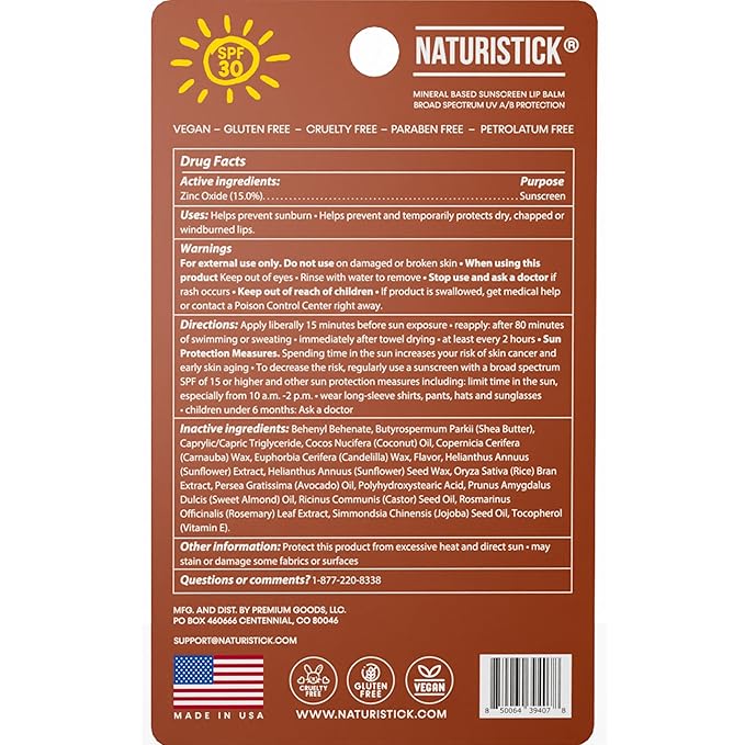 Naturistick SPF 30 Vegan Lip Balm – Mineral Sunscreen with Zinc Oxide | Broad Spectrum UVA/UVB Protection | 100% Natural, Coral-Friendly Formula | Oxybenzone Free | 5-Pack Coconut | Made in USA-VivaGrace Women
