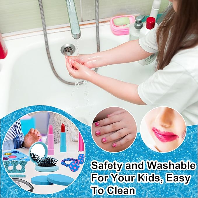Kids Makeup Kit for Girl Toys, Princess Toys With Makeup kit Nail Polish Set Little Girls Toddlers Dress up Set Birthday Gift Play Makeup Kits For Girls Ages 6-10-VivaGrace Women