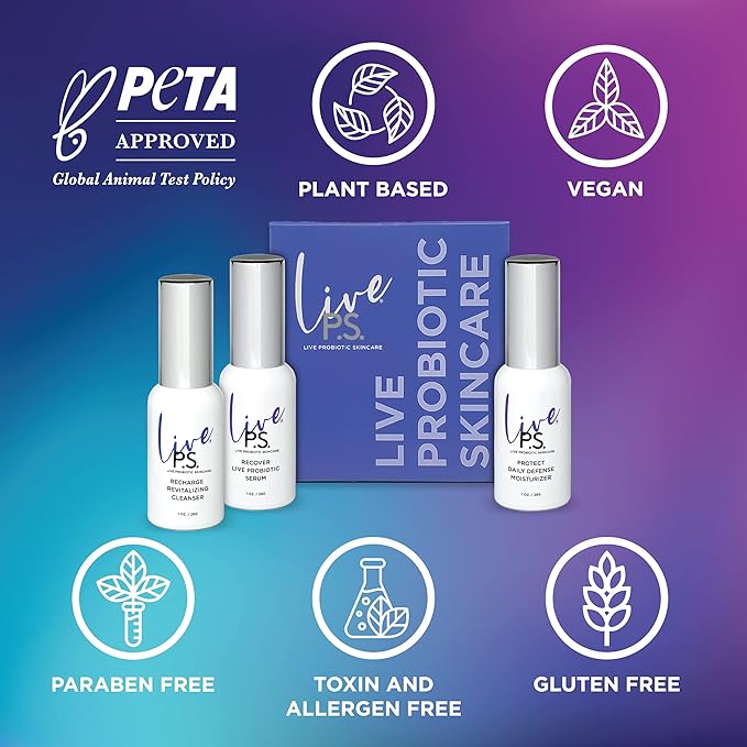 3-Step Skin Care Kit – Face Cleanser, Probiotic Serum & Moisturizer – Ultimate Recipe for Balanced, Glowing, Hydrated Skin – Perfect for All Skin Types – Travel Size – Vegan & Cruelty-Free-VivaGrace Women