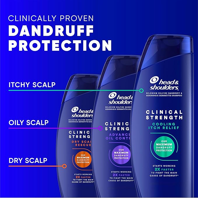 Head & Shoulders Clinical Strength Dandruff Shampoo and Conditioner Set, Dry Scalp Relief, Up to 100% Flake Protection, Selenium Sulfide Formula, 13.5 & 9.1 Fl Oz, 2 Pack-VivaGrace Women