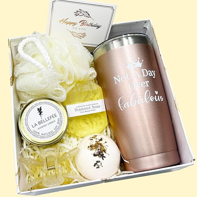 Birthday Gifts for Women Relaxing Spa Gift Basket Set for Her, Birthday Gifts for Mom Grandma Sisters Friends Female Wife Girlfriend Daughter Aunt, Birthday Gifts for Women Who Have Everything Gold-VivaGrace Women
