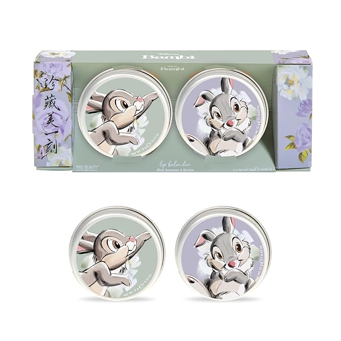 MAD BEAUTY Disney Beauty of Bambi Thumper Lip Balm Duo, Coconut & Vanilla Lip Balms, Hydrate, Soften, Moisturize, Scented, Fragranced-VivaGrace Women