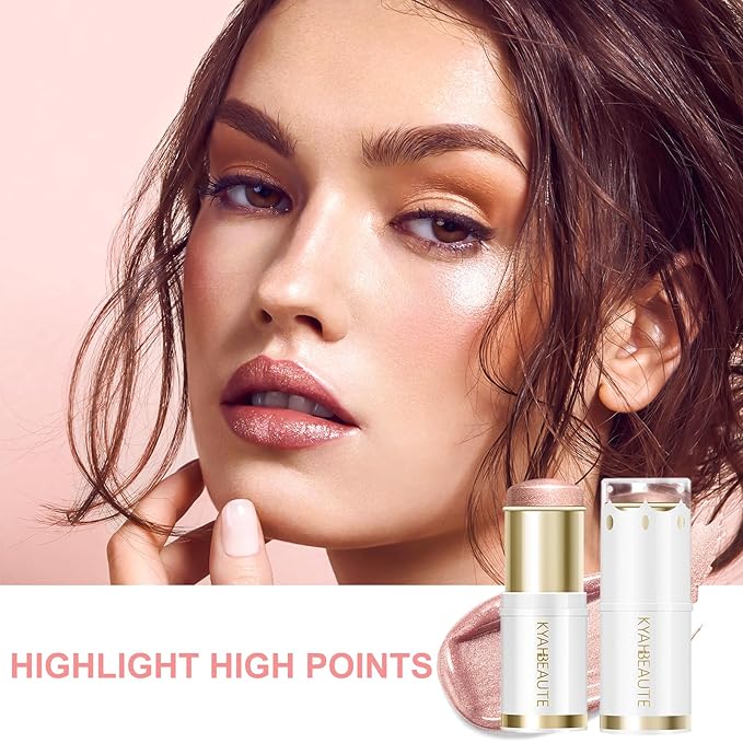 Ponhey Highlighter Makeup Stick for Face and Body, Non-greasy Finish,Delivers a Natural Glow, Long Lasting Waterproof Pearl White Glimmer Glow Sparkly Glitter Body Shimmer-VivaGrace Women