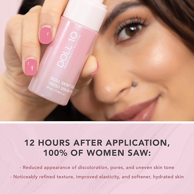 Doll 10 - Doll Skin Tinted Serum Primer - Blurs Color, Texture & Pores - Improves Skin While Wearing - Good for All Skin Types - Oil Free, Vegan, Cruelty Free & No Parabens (Tan-Deep, 1 oz)-VivaGrace Women