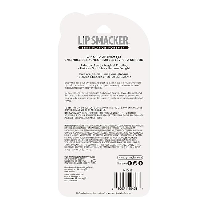 Lip Smacker Flavored Lip Balm Set With Lanyard, Unicorn, Lip Care to Moisturize Dry Lips-VivaGrace Women