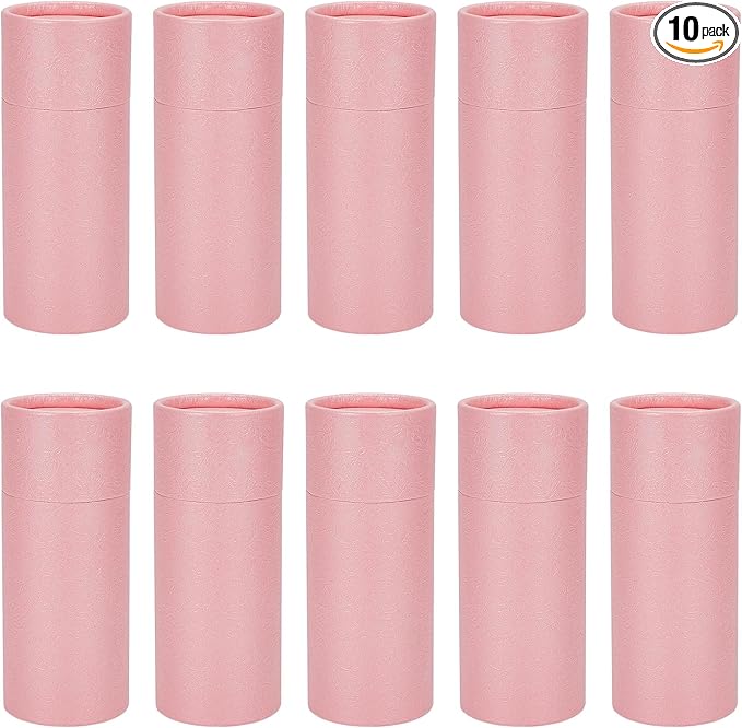 NICENEEDED 10 Pcs 30ml Empty Kraft Paper Jar Tube, Pink Round Paper Cardboard Containers With Lid, Essential Oil Bottle Packaging Case Gift Paper Tube for Pencils Tea Caddy Coffee Cosmetic Crafts-VivaGrace Women