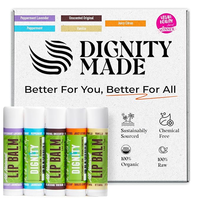 Moisturizing Lip Balm – Soothing & Fragrance-Free, Pack of 5 - Vegan w/Nourishing Coconut Oil, Cocoa Butter & Essential Oils – 4.4ml (0.15oz) Each – Lip Care Set-VivaGrace Women