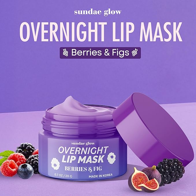 Berries & Fig Lip Mask - Dermatologist Tested, Anti-Aging, Korean Skin Care, Deep Hydration, Overnight Lip Repair - Non- GMO, Vegan, Clean Beauty, 95% Natural, Cruelty-Free - 1 Pack-VivaGrace Women