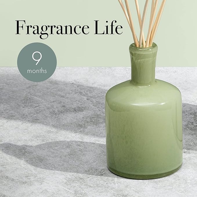 LAFCO New York Signature Reed Diffuser, Fresh Cut Gardenia - 15 oz - Up to 9 Months Fragrance Life - Reusable, Hand Blown Glass Vessel - Natural Wood Reeds - Made in The USA-VivaGrace Women
