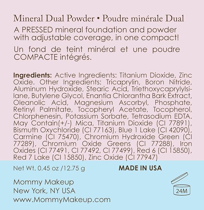 Mineral Dual Powder in Lullaby (Light) | 4-in-1 Pressed Mineral Foundation with SPF 15 for Flawless Glow & Soft Looking Skin | Oil Free, Talc Free, Gluten Free | 0.45 Oz | by Mommy Makeup-VivaGrace Women