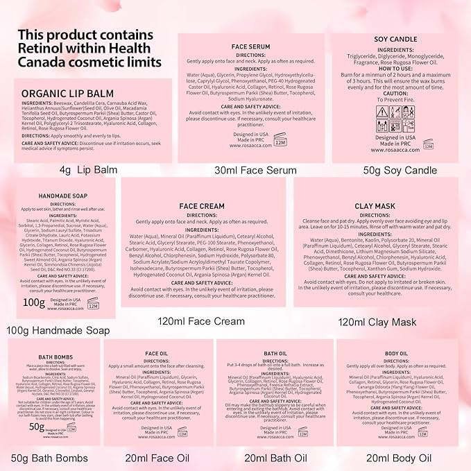 Mother's Day Gift, Spa Gifts 28pcs Rose Facial Skin Care Set for Women, Face Cream, Bath Oil, Serum, Shower Accessories - Bath and Body & Facial Kit - Birthday, Christmas, Valentine's, Bridal Shower-VivaGrace Women