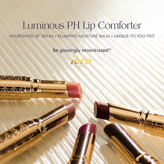 ieró Beauty Moonkissed Luminous PH Tinted Lip Balm w/Shea Butter & Vitamin E, Lip Care Moisturizer, Lip Plumper for Soft & Supple Lips, Paraben Free, Vegan, Sheer Rose w/Golden-Pink Shimmer-VivaGrace Women