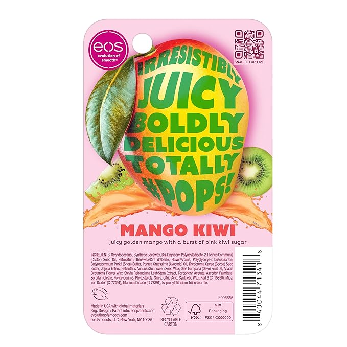 eos 24H Moisture Super Balm- Mango Kiwi, Limited-Edition Lip Mask, Lip Butter, 0.35 fl oz-VivaGrace Women