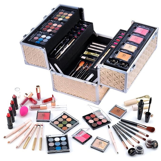 Color Nymph Professional Makeup Kits For Girls, Teenage Girls Makeup Kit with Storage Case Make Up Kit For Women Cosmetics Full Kit, Individual Packing Eyeshadow Blush Lipstick Mascara etc -Gold-VivaGrace Women