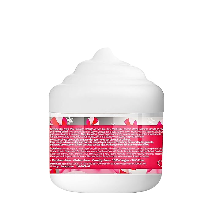 Hempz Limited Edition Candy Cane Lane Exfoliating Body Scrub (4 Oz) – Yummy Holiday Scented Sugar Body Scrub for Shower & Bath, Cozy Candy Cane Scented Sugar Scrub Exfoliant for Women & Men-VivaGrace Women
