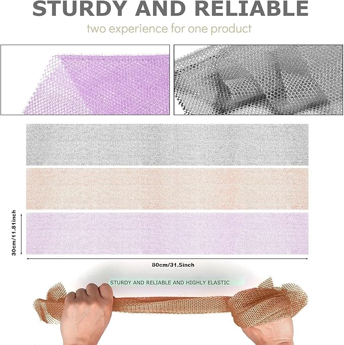 UJFQBH 3 Pieces African exfoliating net African Net Long Net Bath Sponge Exfoliating Shower Body Scrubber Back Scrubber Skin Smoother,Great for Daily Use (Purple、Gray、Brown)-VivaGrace Women