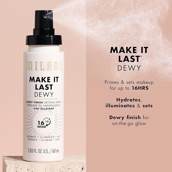 Milani Make It Dewy Setting Spray 3 in 1- Hydrate + Illuminate + Set (2.03 Fl. Oz.) Makeup Finishing Spray - Makeup Primer & Hydrating Setting Spray-VivaGrace Women
