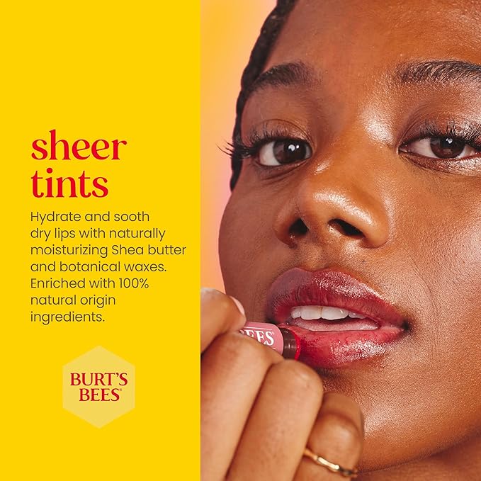 Burt's Bees Lip Tint Balm with Long Lasting 2 in 1 Duo Tinted Balm Formula, Color Infused with Deeply Hydrating Shea Butter for a Natural Looking Buildable Finish, Petal Rose (2-Pack)-VivaGrace Women
