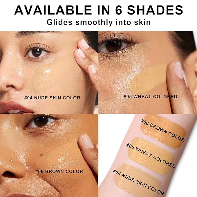 Mushroom Head Air Cushion CC Cream BB Cream Even Skin Tone Liquid Foundation, Concealer Lasting Makeup Base Primer (#06 Brown)-VivaGrace Women