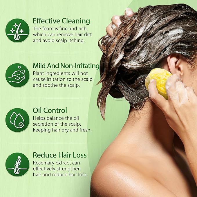 POP MODERN.C Rosemary Solid Shampoo and Conditioner Bar Set for Hair Growth, Moisturizing, 160g, 2.8219 Ounce, 2x80g Soaps, 2 Wooden Holder, Mother's Day Gift-VivaGrace Women